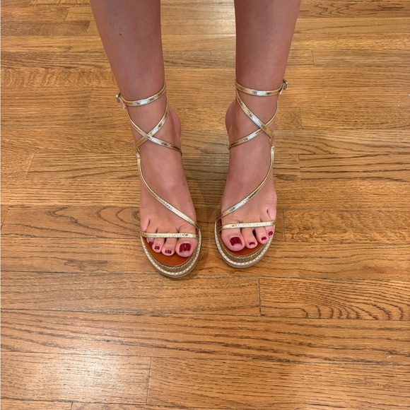 Jimmy Choo Metallic Gold Strappy Sandals - Picture 1 of 12
